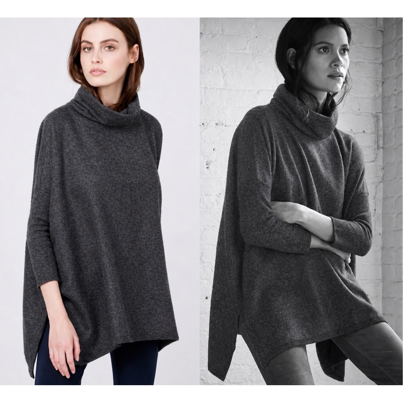 Cuyana 100% Baby Alpaca Oversized Turtleneck Sweater Womens M/L Grey Peruvian